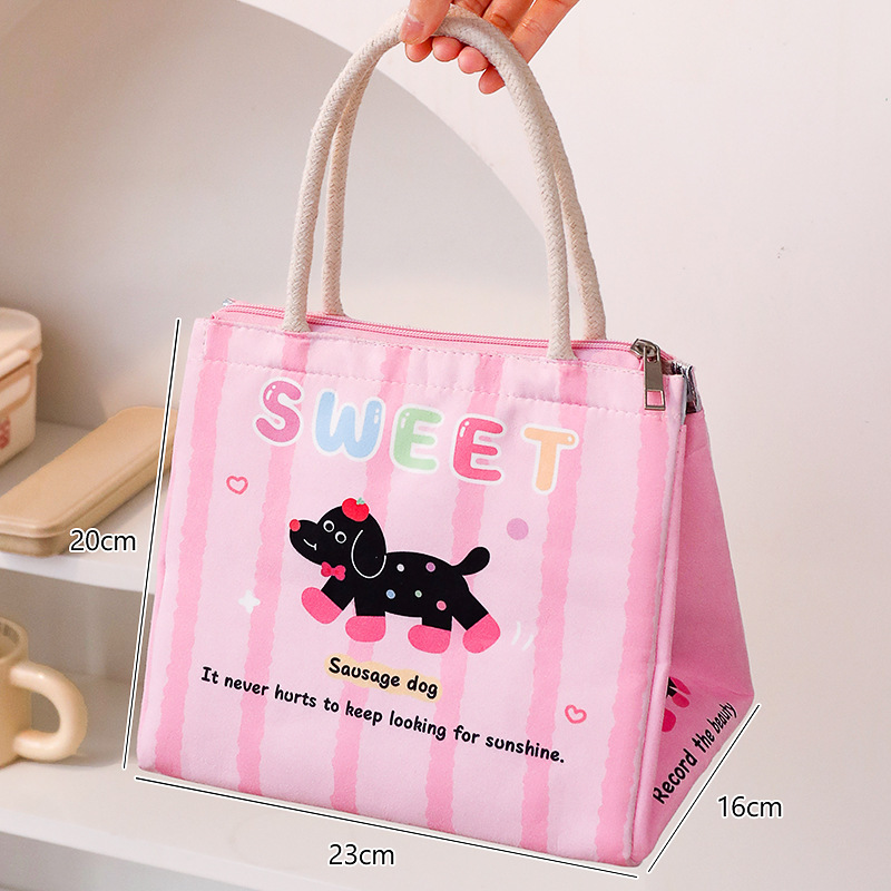 Bolsa de almuerzo de dibujos animados, bolsa de almuerzo de aluminio portátil, bolsa de almuerzo portátil de gran capacidad