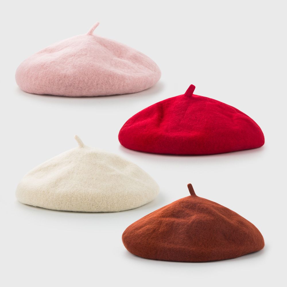 Autumn And Winter Hat Solid Color Woolen Beret Fashion Breathable Warm Hat Painter Hat display picture 1