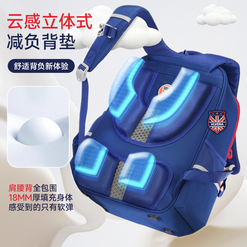 Mochila escolar para niños 123,456 grados sobrecarga de gran capacidad mochila para estudiantes de primaria de ambos sexos