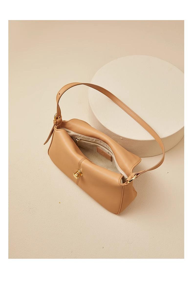 Túi đeo chéo nữ da vân cá sấu phong cách mới, kiểu gối ôm sát nách, kích thước 19×7.5×14 cm — sữa cam chi tiết 23
