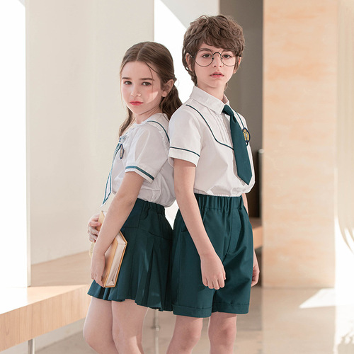 Summer uniform set for kindergarten children, new style, British style, collective class uniform for primary school students, boys and girls, children's day photo dress
