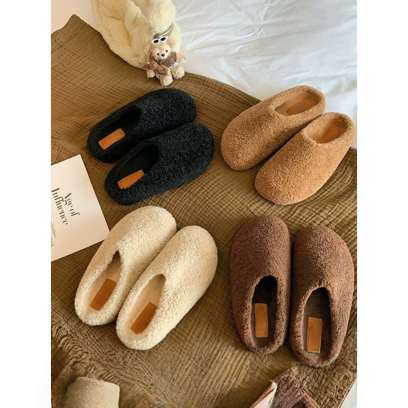 包头一脚蹬保暖棉鞋加绒毛毛半拖鞋女外穿秋冬款