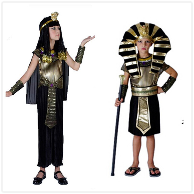 Halloween de los niños del faraón egipcio ropa Cleopatra traje de padre-niño traje antiguo griego Príncipe princesa traje