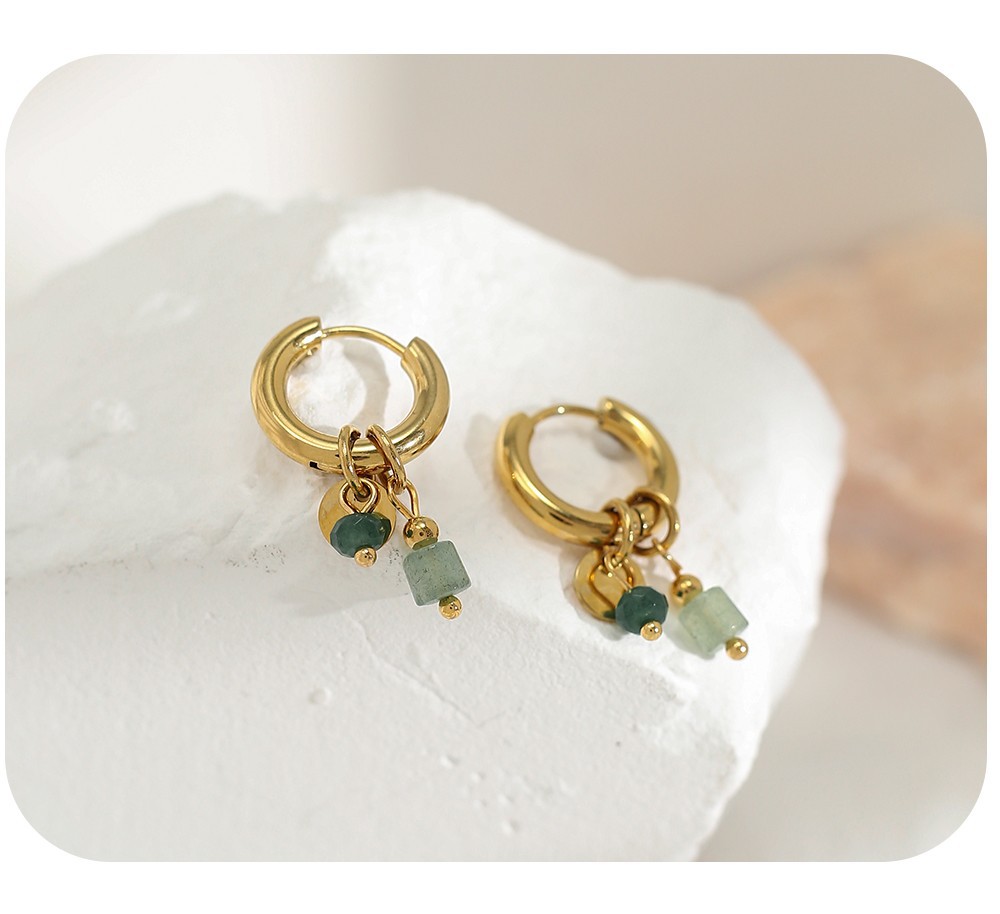 1 Pair Simple Style Solid Color Plating Stainless Steel Gold Plated Drop Earrings display picture 1