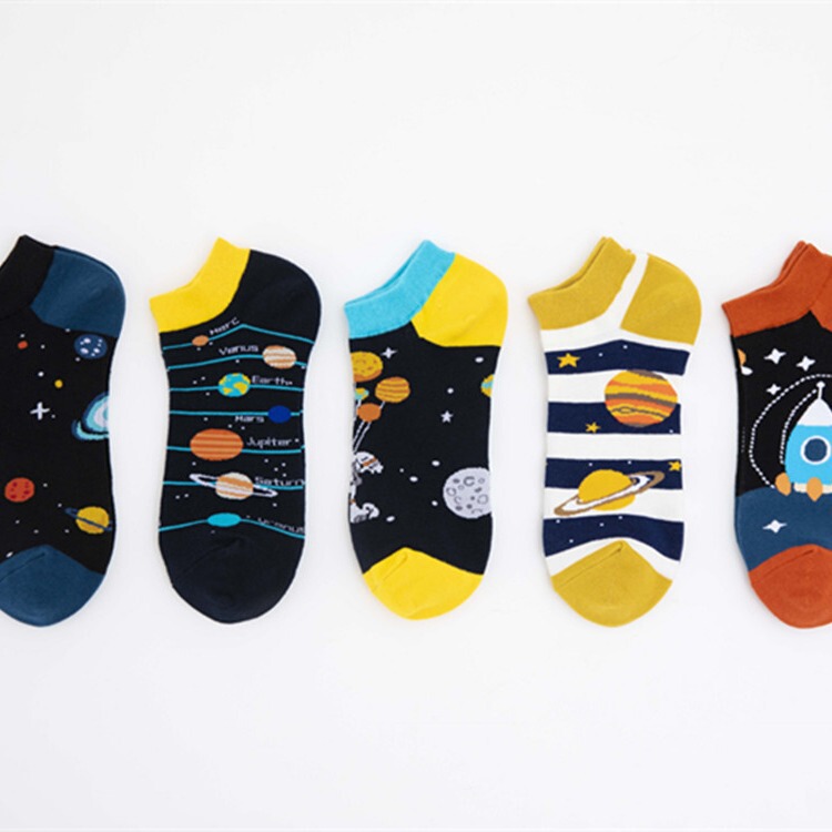 Spot new cross-border astronaut series ship socks casual socks wholesale colorful socks head with double thickened