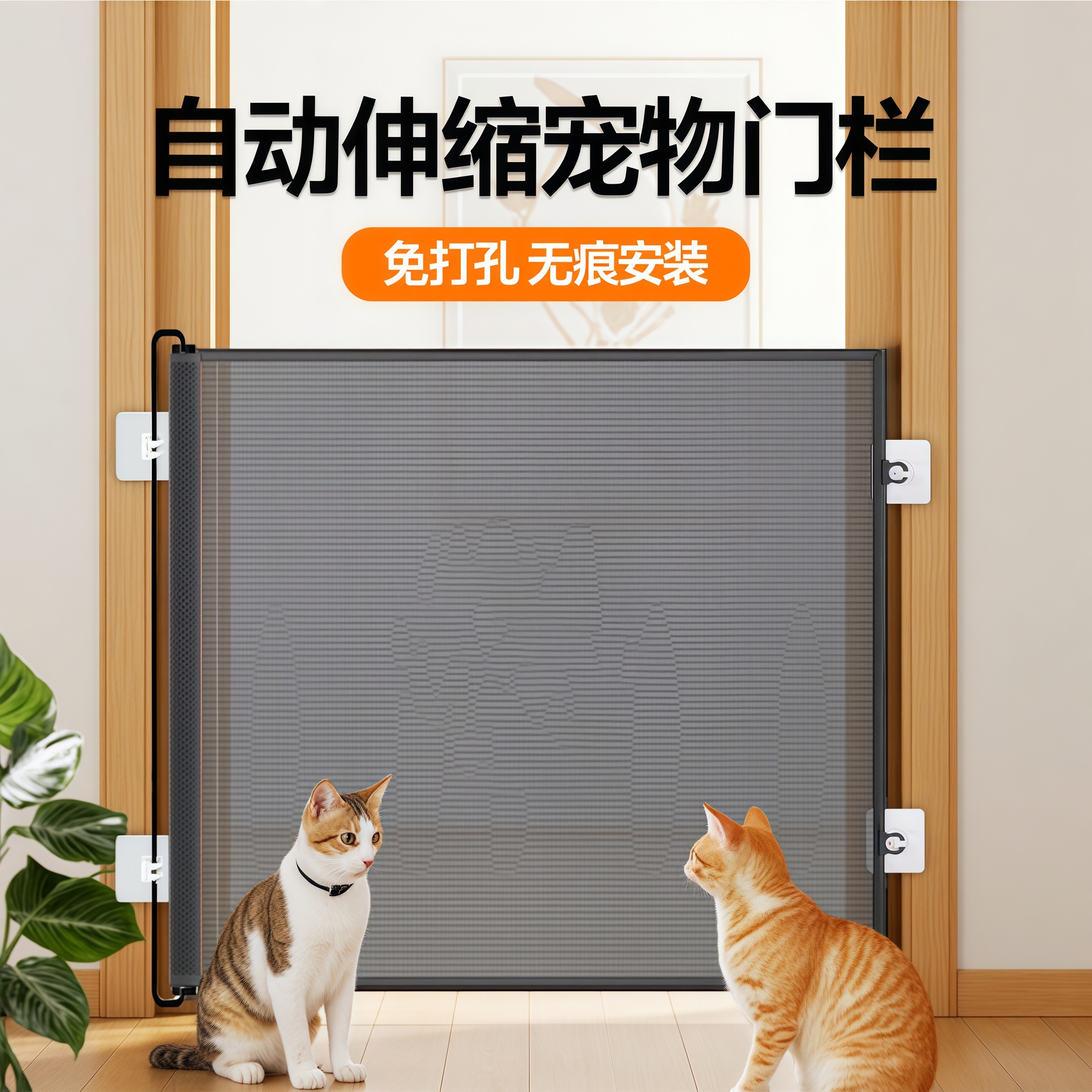 新款伸缩免打孔宠物围栏室内家用宠物防跑防跳可折叠加高挡板猫门