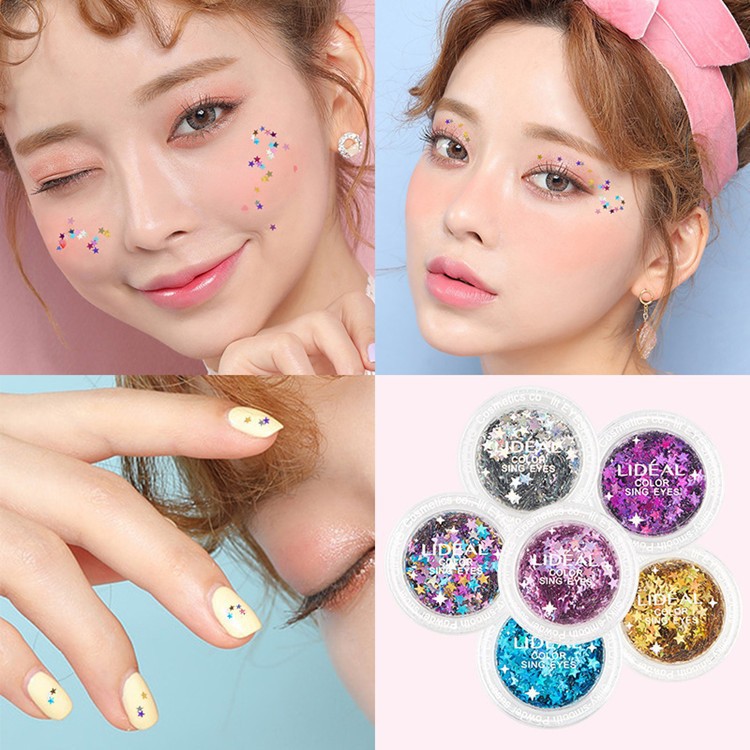 Dream Eye Makeup Cheek Nail Art Stars Colorful Eye Body Color Film Purple Gold silver Stage