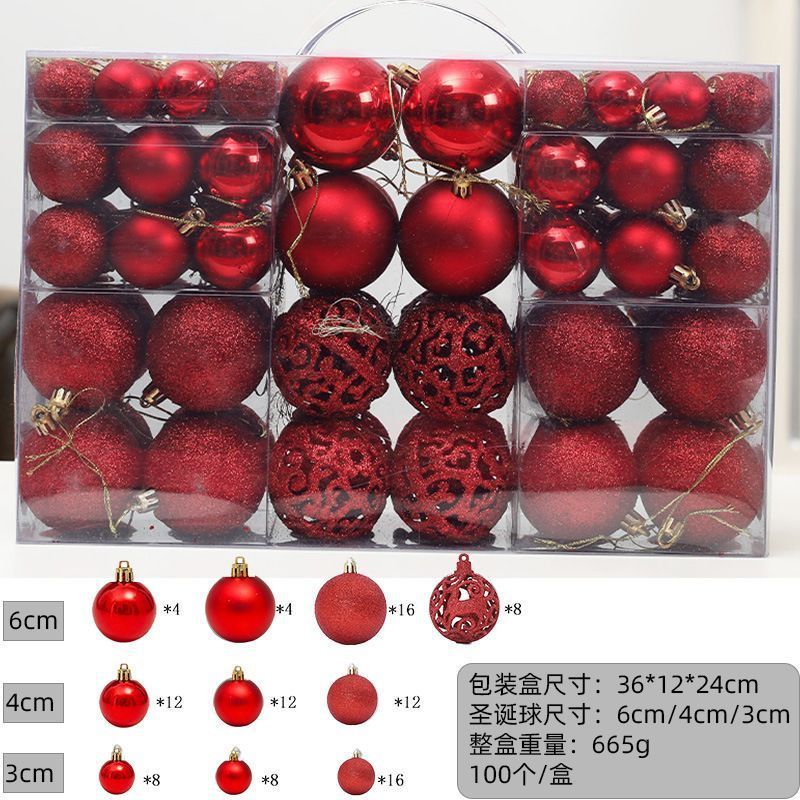 跨境现货圣诞球吊球100只盒装3/4/6cm圣诞树挂饰圣诞节装饰品|undefined