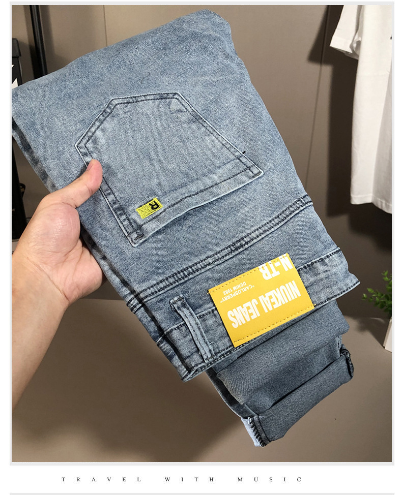 Jeans slim fit da uomo pantalone in denim elastico alla moda_voghion.com