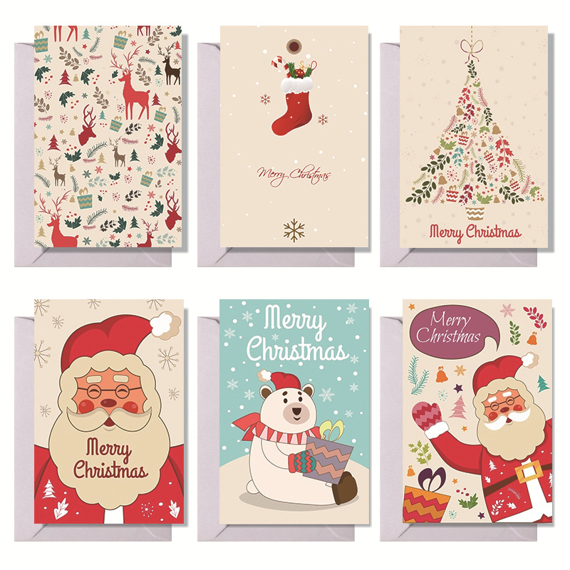 Holiday Greetings Card Set with Envelope, Gift, and Message for Merry Christmas