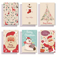Holiday Greetings Card Set with Envelope, Gift, and Message for Merry Christmas