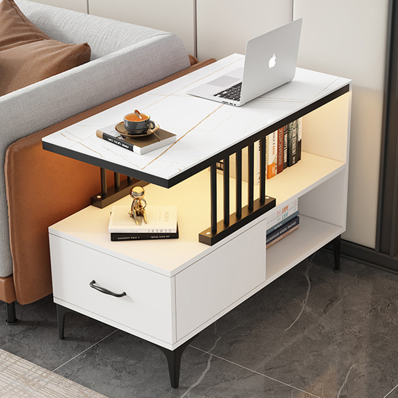 Mesa contra la pared estrecha simple y ligera estante de lujo sofá lado del gabinete varios lados de la mesa mesa de té pequeño mini borde
