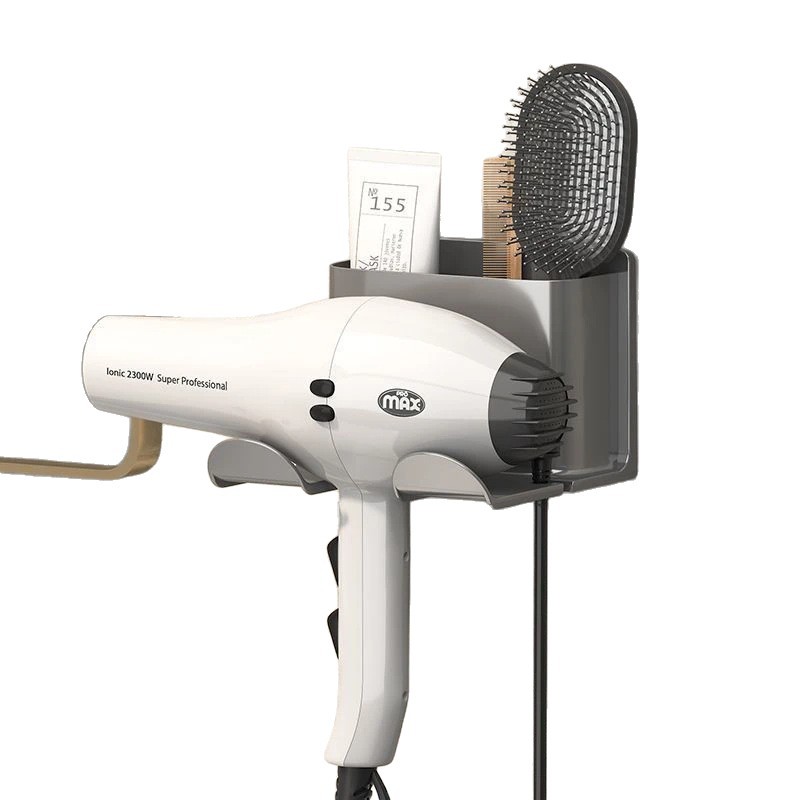 Rack de secador de pelo sin perforación de baño tipo pared soporte de secador de pelo de baño tubo de aire de almacenamiento rack percha