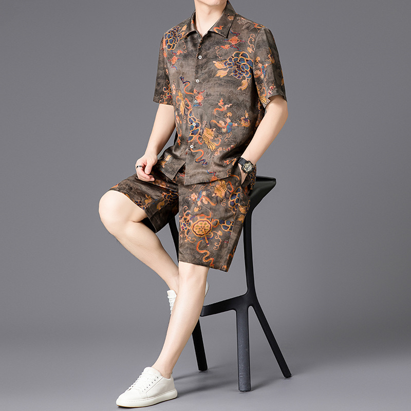 Quần short nam dáng suông chất tơ tằm cao cấp mùa hè — Màu ảnh 625A062