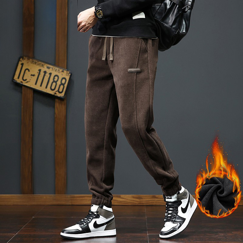 Source manufacturer's casual long pants, spring, autumn and winter 2025 new style, loose fit, jogger cuffs, chenille, thickened and fleece-lined sweatpants for men.