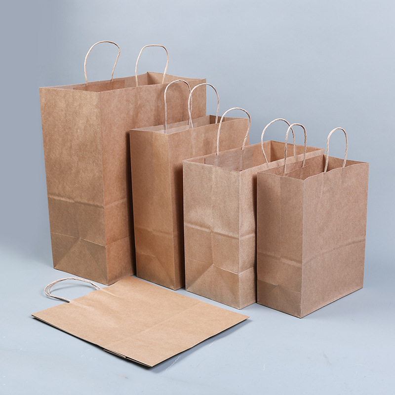 再生牛皮纸衣服纸袋外卖食品包装袋创意礼品纸袋可降解购物袋现货