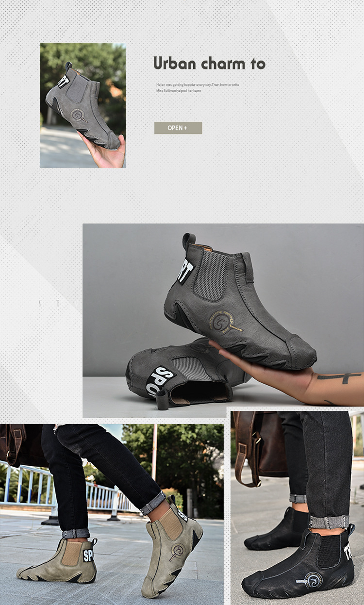 Toamna și iarna, cizme Martin înalte pentru bărbați, mărime mare, din piele de vacă autentică, din bumbac, calde, pentru toamnă și iarnă_voghion.com