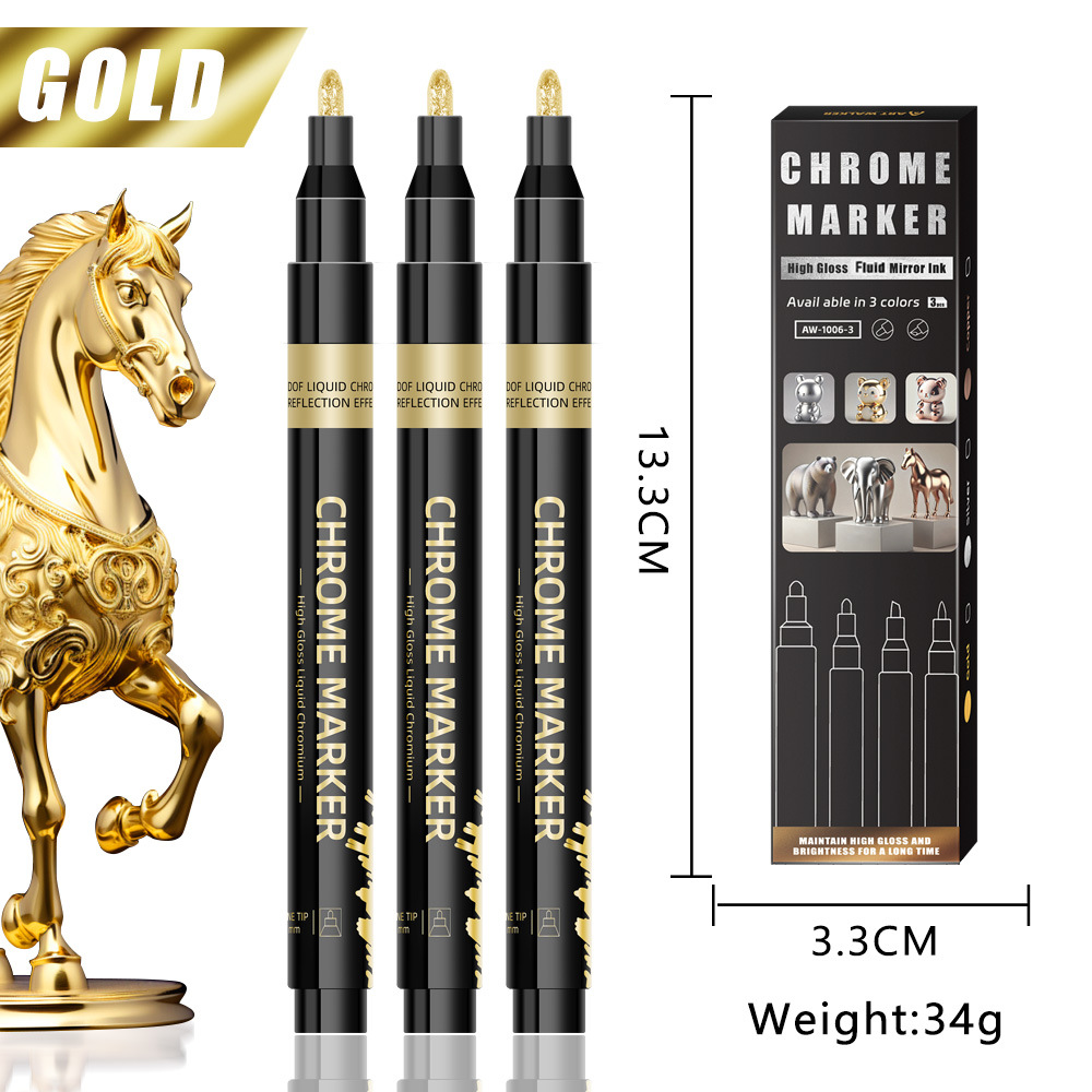 Lápiz de cromo de metal lápiz de marca lápiz de pintura de metal molde de tinta impermeable lápiz de reparación de pintura lápiz de firma líquida