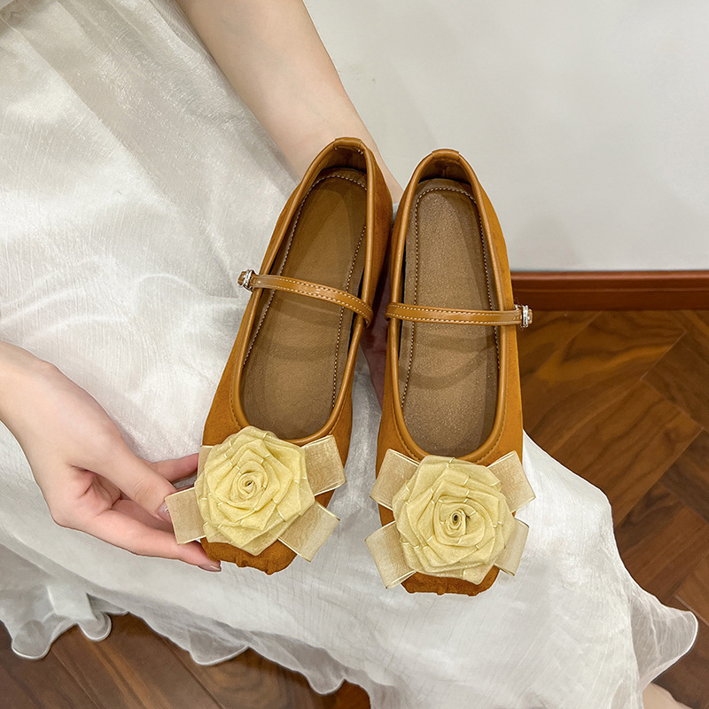 Elegant romantic and delicate Mary Jane shoes Chinese style low-cut
