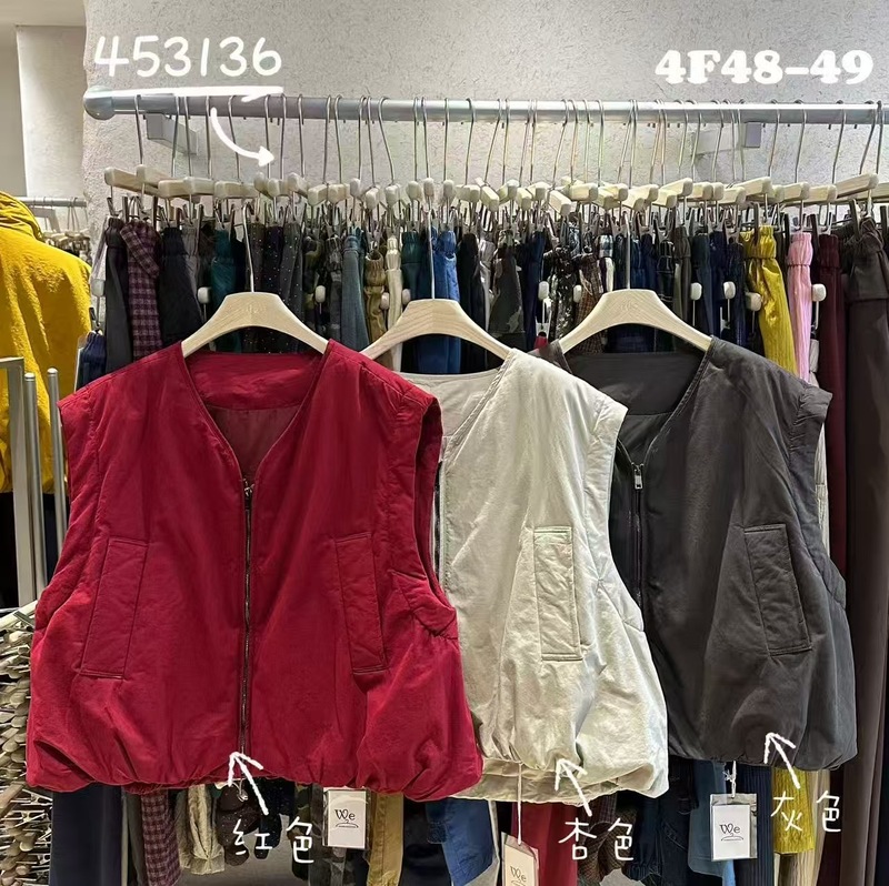 wj2025秋季新款女圆领日系马甲坎肩上衣开衫ins背心立体拉链厚款|undefined