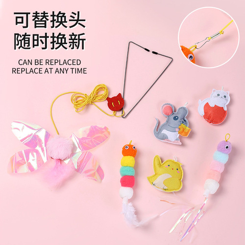 Cat toys to relieve boredom, swing, door hanging, telescopic feather cat wand, bell, pet toys wholesale