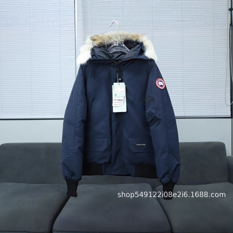 Canada Goose 01 down Jacket for Men and Women, Pilot Jacket Style Couple Warm Short Fur Collar Jacket White Duck down