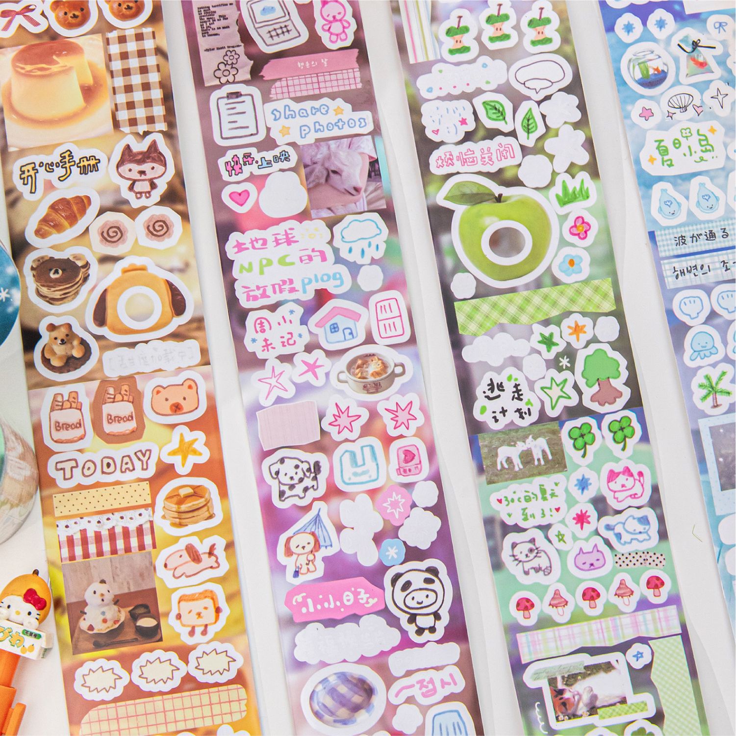 Sugar Poetry PET Cinta troquelada Fragmentos diarios PLOG Linda tira de mano Material de decoración de tarjetas de bricolaje