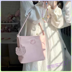 2025新作kitty刺繍百合シンプルな脇肩女性バッグハンドバッグinshellokittyバッグトート