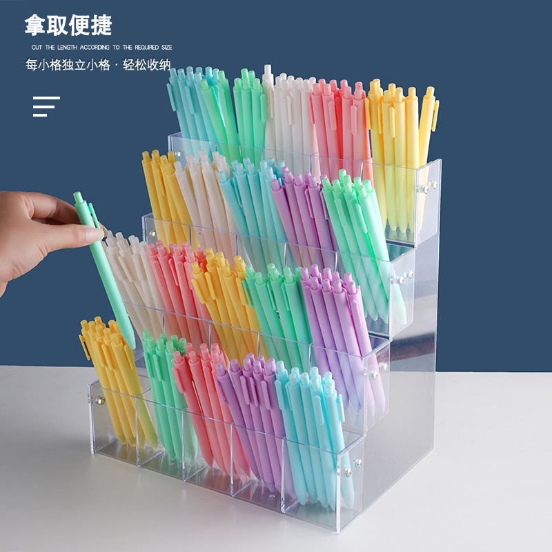 Mark pen holder storage stationery store display shelf transparent box holder acrylic manicure desktop ball press pen