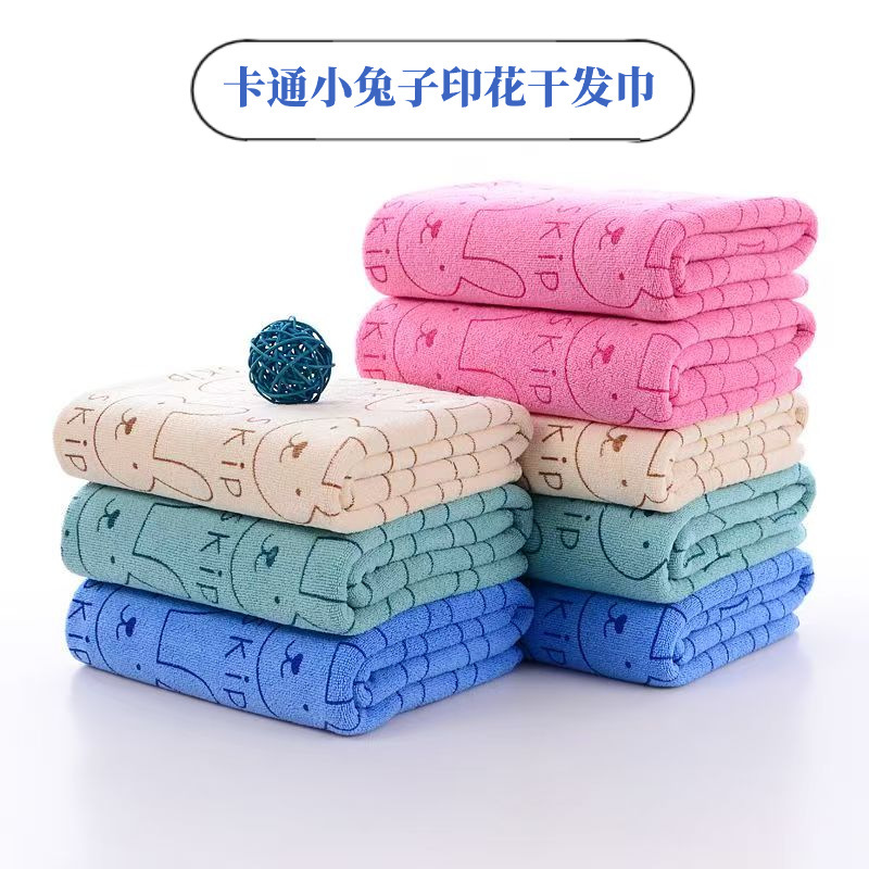 300G/400G Polyester Microfiber Brushed Thickened Cartoon Rabbit Print Towel 35*75 Towel