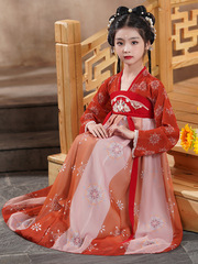 Girls Hanfu Summer 2023 New Ancient Style Super Fairy Children's Dress Ancient Costume Princess Dress Classical Dance Performance Costume