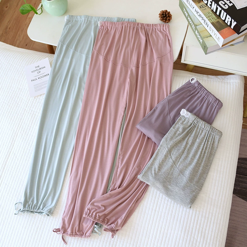 Весна и осень Модальные штаны для беременных Летние тонкие эластичные леггинсы Леггинсы Ноги плюс размер брюки с высокой талией для наружного ношения