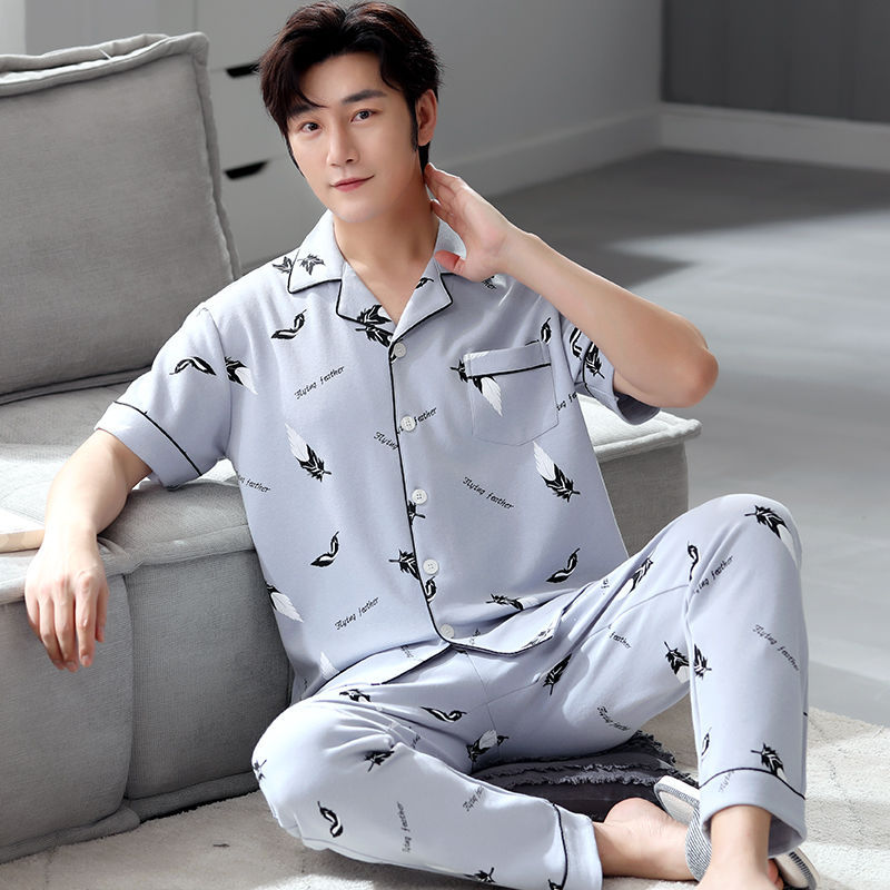 Pijamas de hombre verano 100% algodón pantalones de manga corta más el tamaño de los hombres de verano Delgado al aire libre homewear