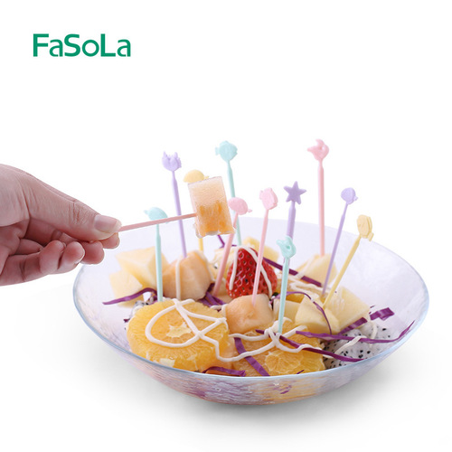 FaSoLa simple fashionable animal cartoon fruit fork food grade ABS plastic creative fruit picks can be used repeatedly