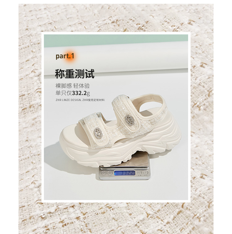 Sandal thể thao đế dày ZHR cho nữ, quai chữ V, khóa dán, chống trượt, đi biển mùa hè — G663 màu be chi tiết 5