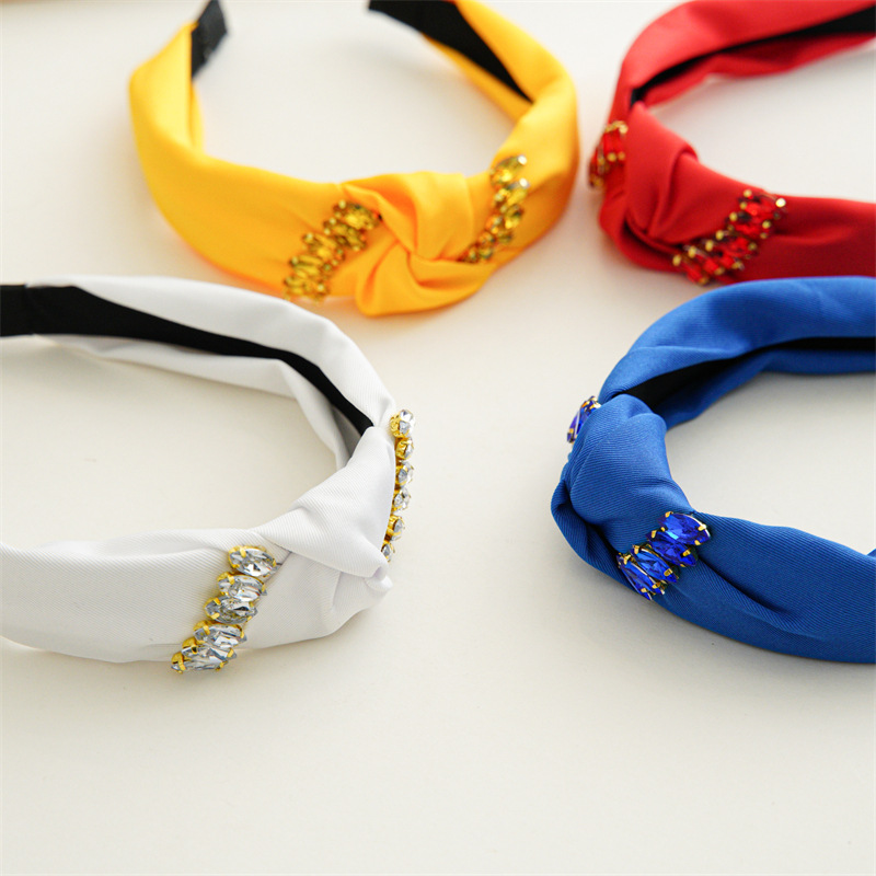 Women's Simple Style Knot Cloth Handmade Inlay Rhinestones Hair Band display picture 7