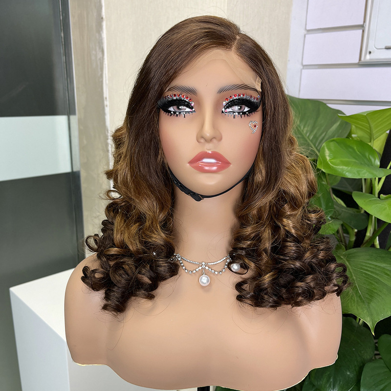 Cross-border real hair wig 5*5 Loose l bouncy big wave long curly hair body wave wig women's full head cover