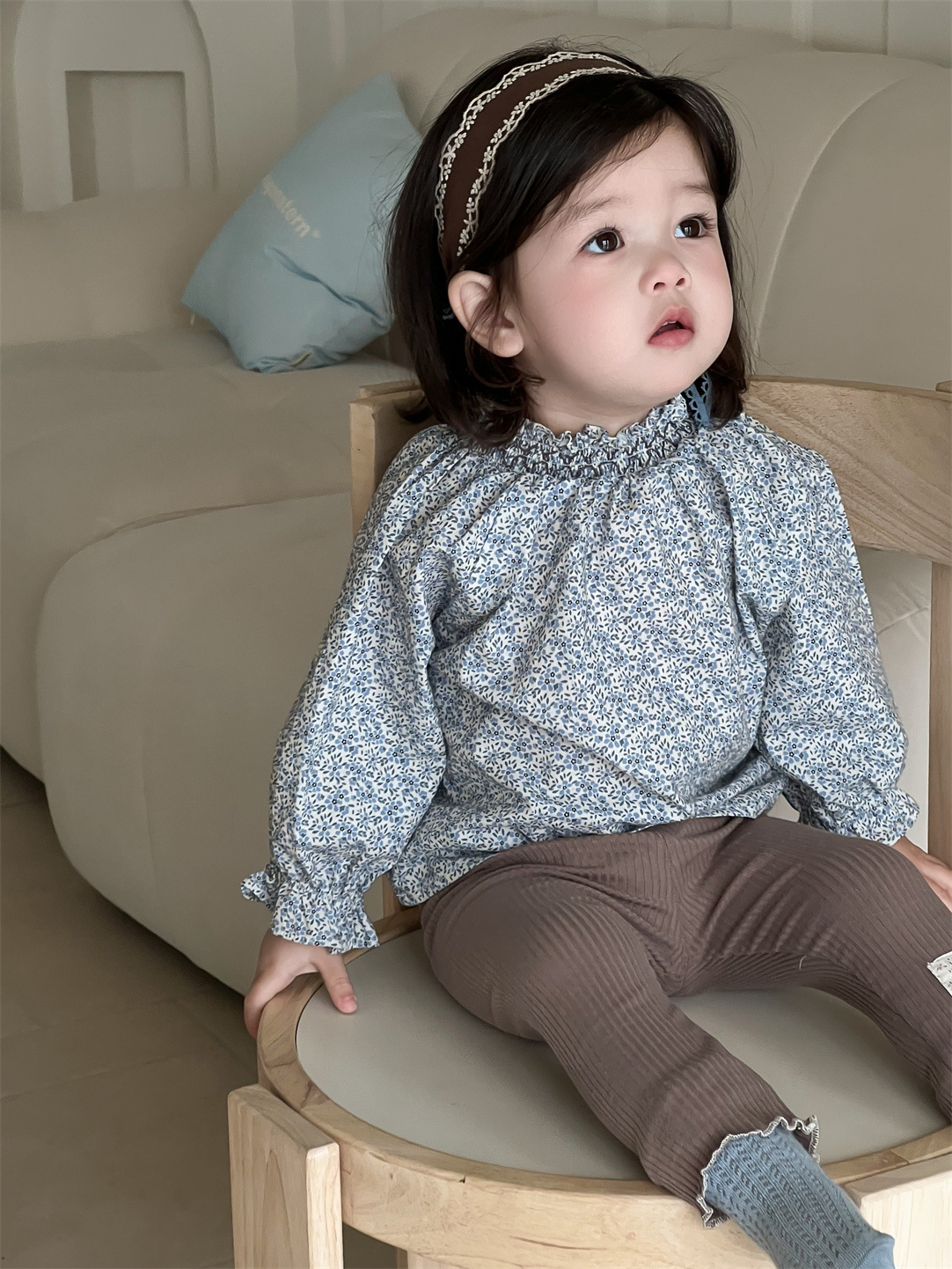 Conjunto de Dos Piezas de Ropa Otoñal para Niñas 2026, Estilo Coreano, Camisa con Estampado Floral y Leggings