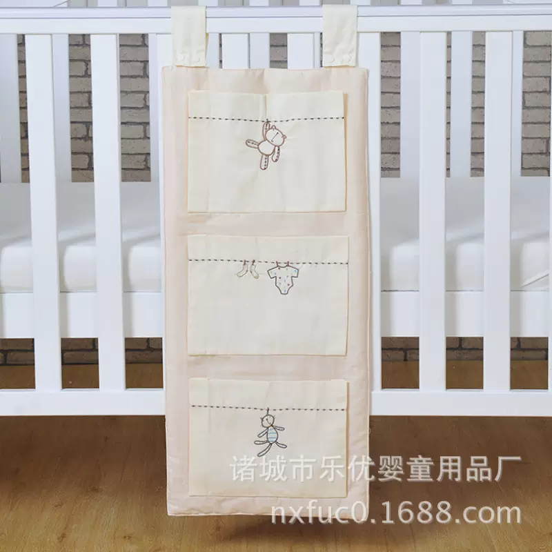 厂家直供 外贸婴儿床品套件 床上用品挂袋收纳袋 尿布袋卡通床包