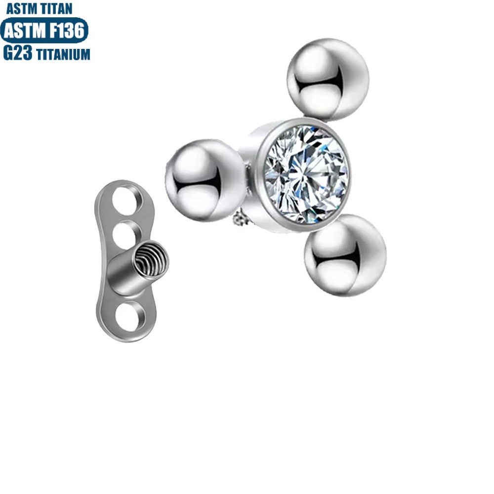Silver pointed spike labret stud material detail