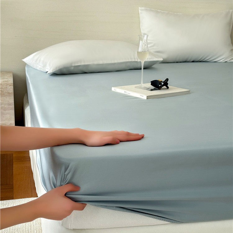 Ice Silk Cooling Duvet Cover Summer 60-count Lenzing Tencel Fitted Sheet, Solid Color, Cool To The Touch, Ice Silk Bed Sheet 1.8m Single Piece_voghion.com