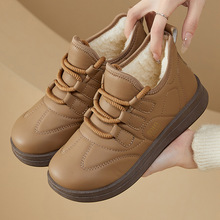 冬季时尚加绒加厚休闲风雪地靴棉靴防滑耐磨软底保暖一脚蹬妈妈鞋