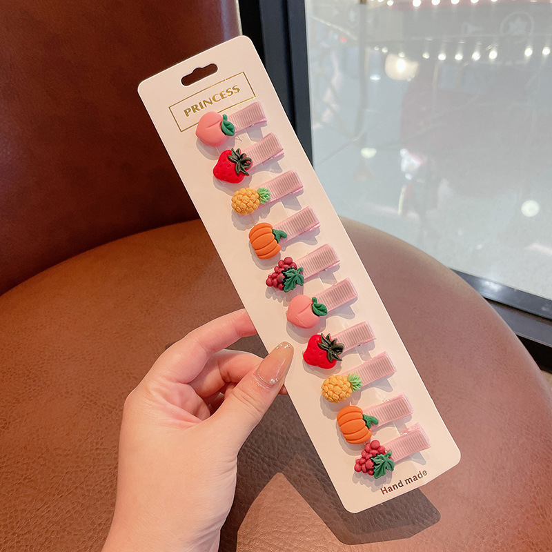 Borde de los niños de dibujos animados cubierto tela pequeña horquilla Linda niña horquilla lado flequillos clip accesorios para el cabello tocado al por mayor