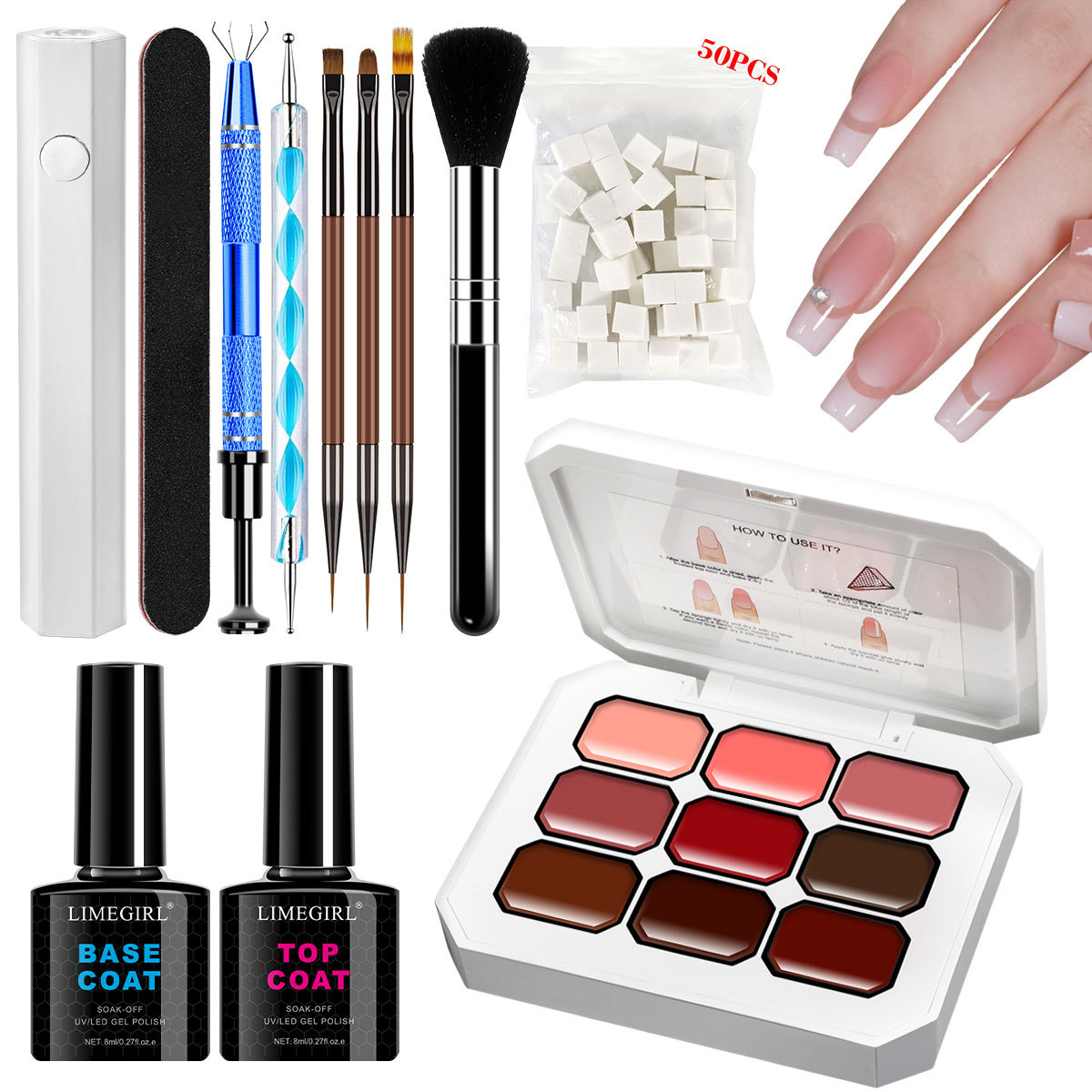 Nuevo Jiugongge sólido batida de goma de tinta de pintura gradiente de alta saturación popular pegamento de nail gel conjunto de pegamento de uñas