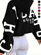 C 25703 Hoodie with Letter Print �Bñ�l�� �羳�W�����R
