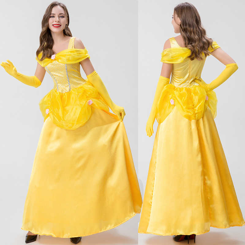Adult Princess Beier play costume beauty and beast role performance costume annual meeting bell dress Adult Princess Beier play costume beauty and beast role performance costume annual meeting bell dress