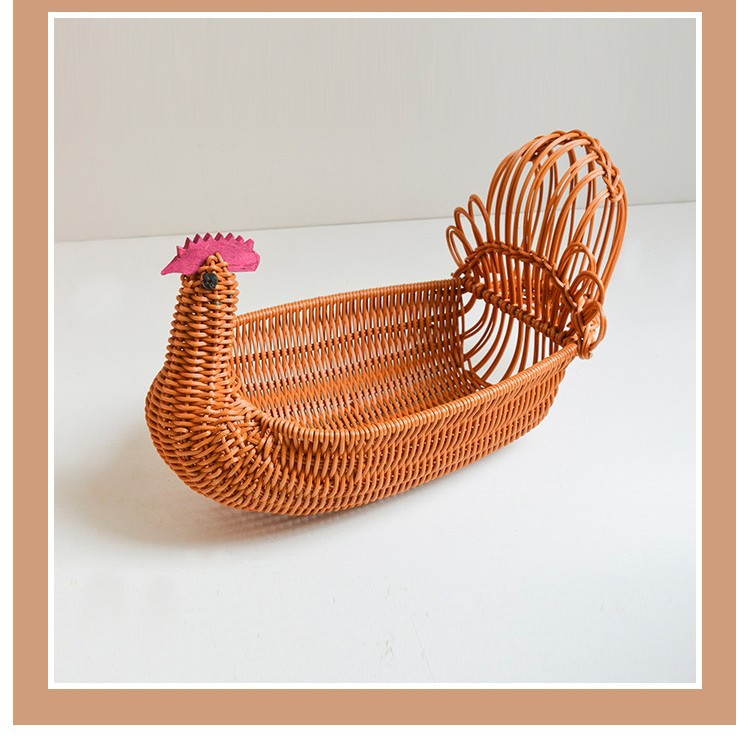 Creativa imitación animal forma pato cesta de frutas cesta de pan ratán decoración del hogar sala de estar cesta de almacenamiento de escritorio