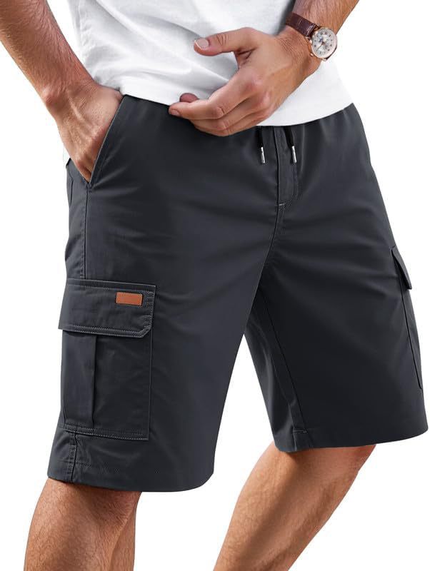 Mens Loose Fit Casual Summer Shorts Solid Colour Five Point Pants_voghion.com