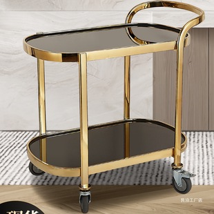 Hotel Restaurant Beverage Service Cart Ktv Cake Cart Hotel Club Trolley Stainless Steel Two-Story Snack Cart