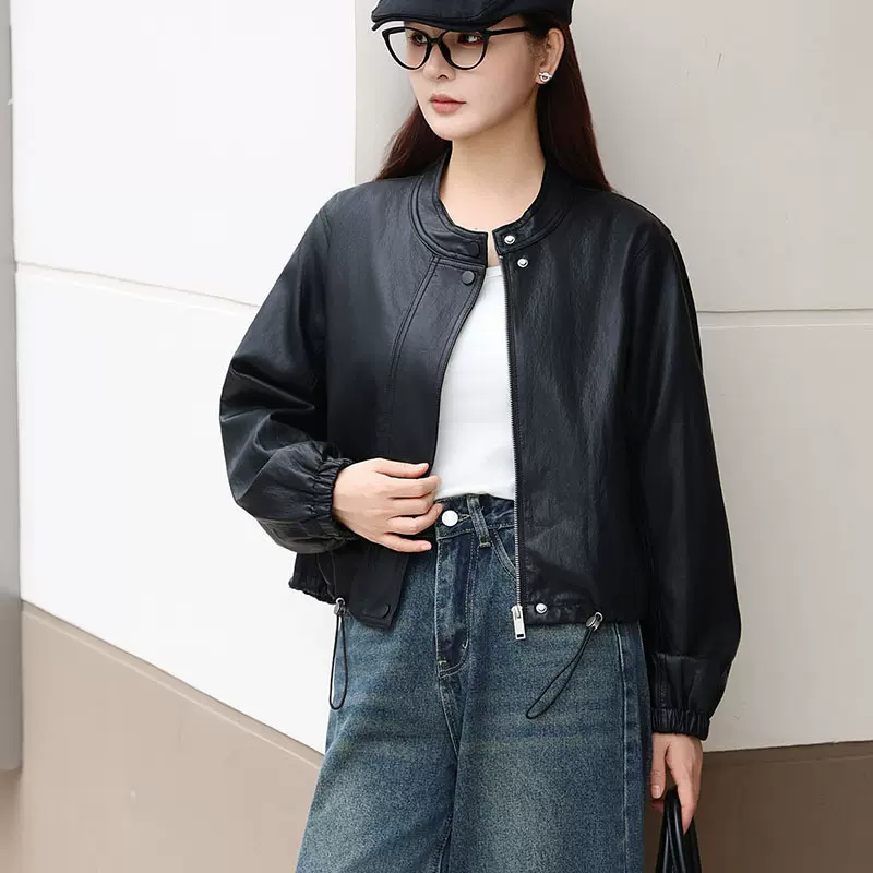 33737#加厚加绒冬款皮衣外套女宽韩版松休闲免洗洗PU皮夹克